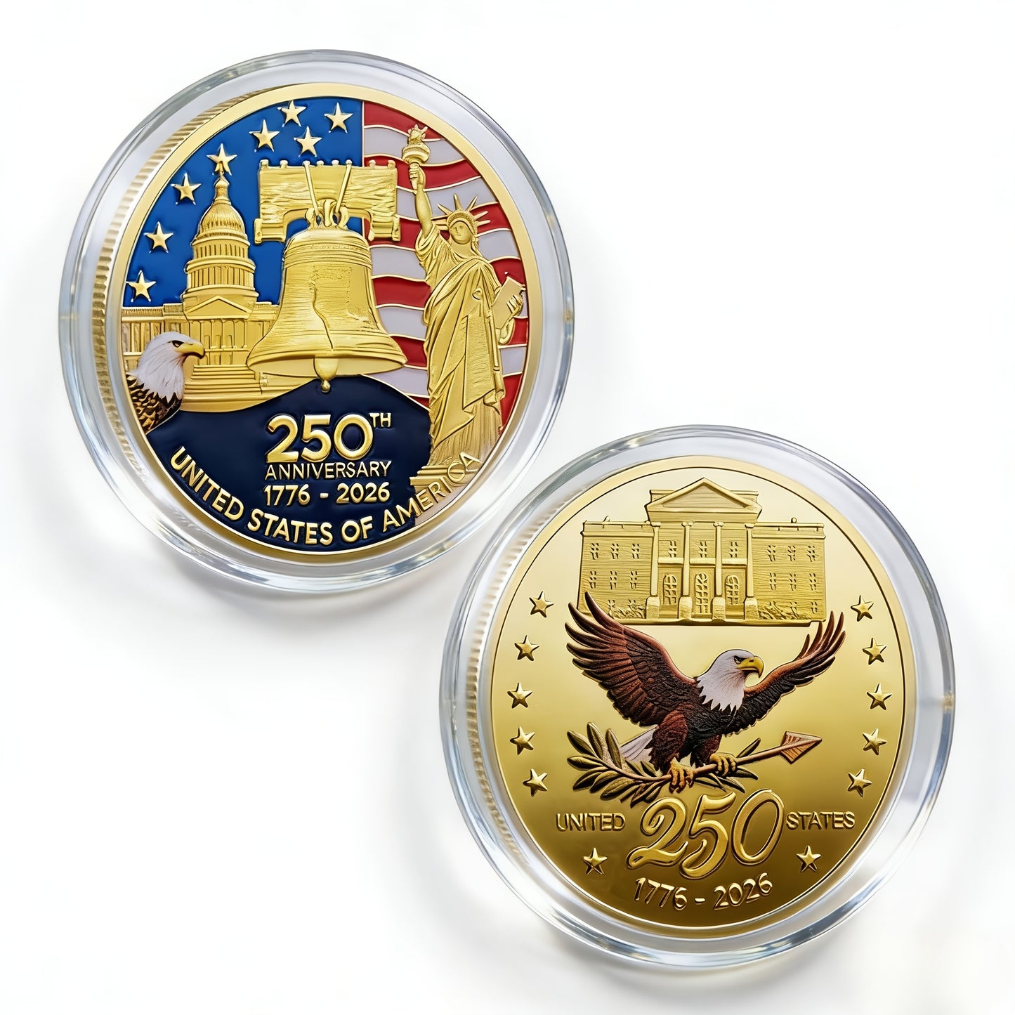 12pcs 2026 U.S. Independence 250th Anniversary Coin Set - 1776-2026 Replica Coins,W/Plastic Case