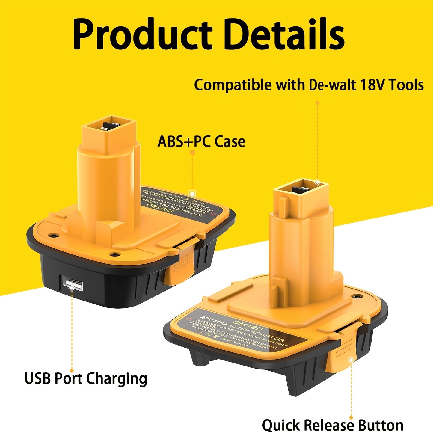 1/2/3pcs DM18D Converter/DW 18V to 20V Adapter w/USB Port/DW 18V Tools to DW 20V Li-ion Batteries
