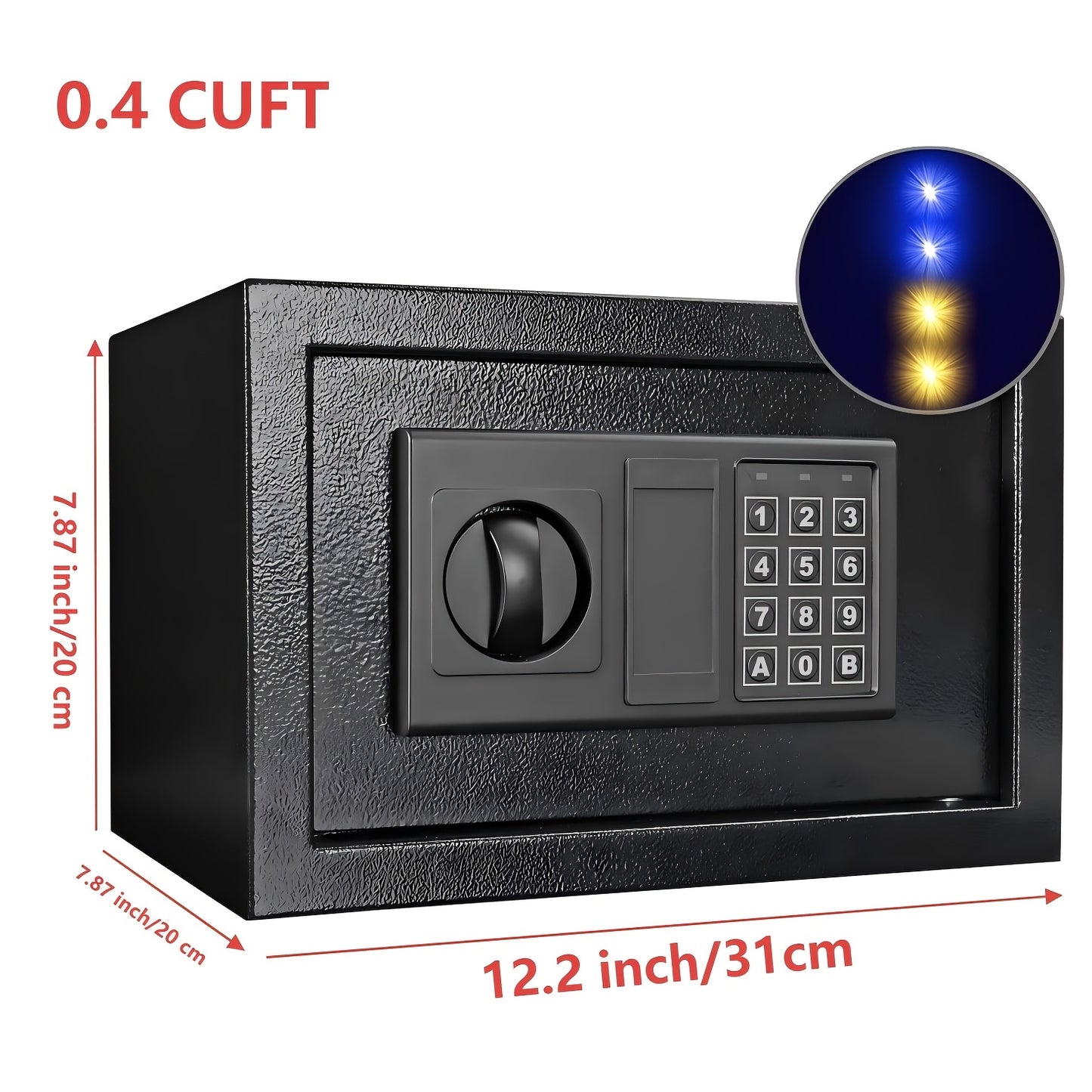 HOMEYUER Safe Box with 4pcs LED Sensor Light, Hidden Safe Box with Key & Digital Lock