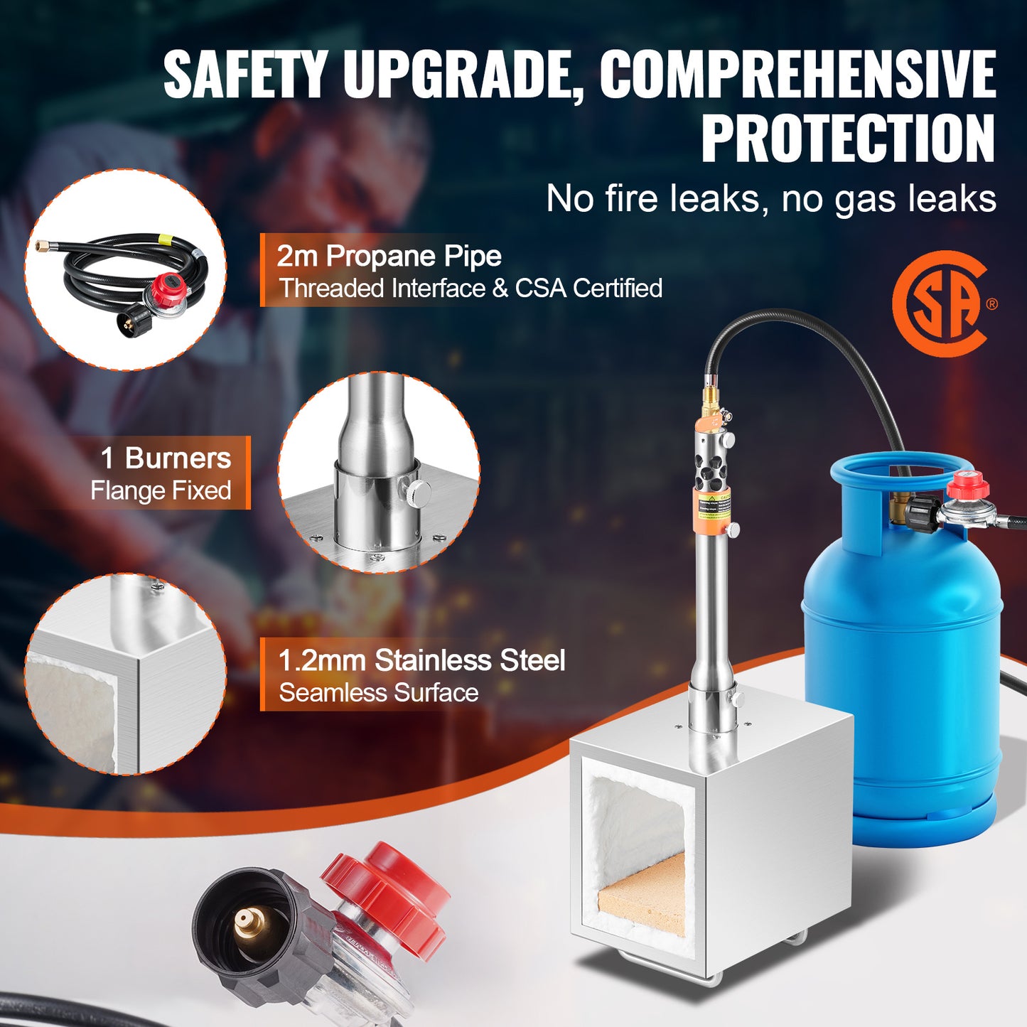 VEVOR Portable Propane Forge 1 Burner/2 Burner/3 Burner Farrier Forge 2600℉ Knife Metal Square