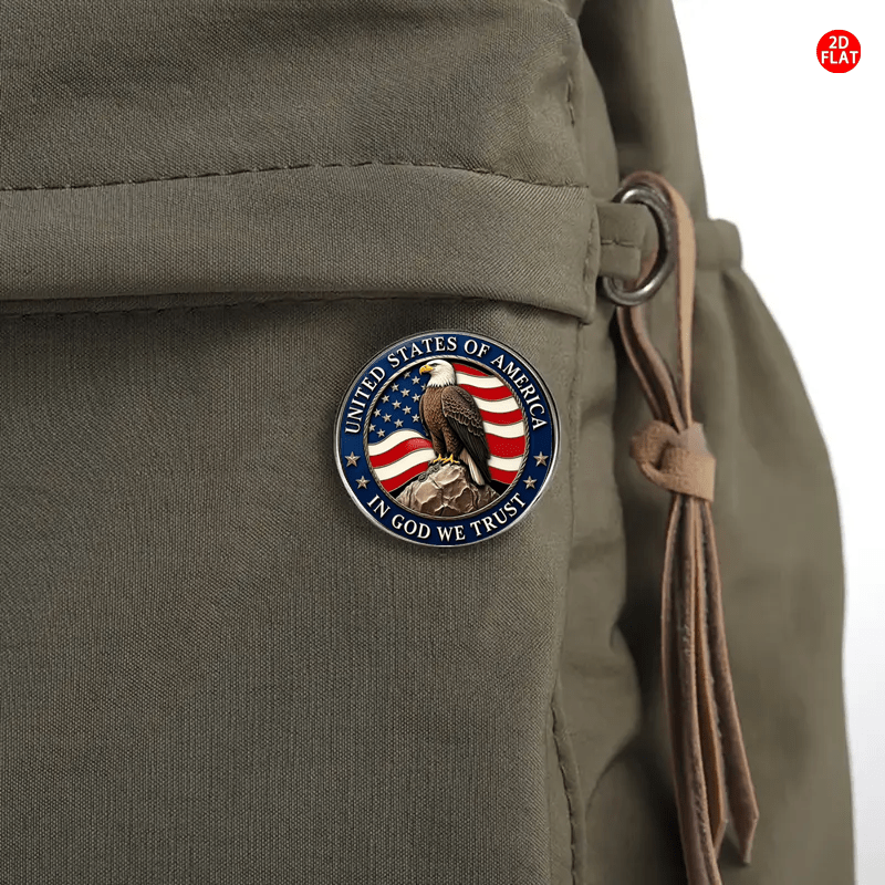 2D Flat - 2DFLAT 1pc Patriotic Eagle & 50-Star Brooch - Vintage-Inspired Stainless Steel Badge with Eagle & Stars Design, Durable & Stylish for Clothes, Backpacks