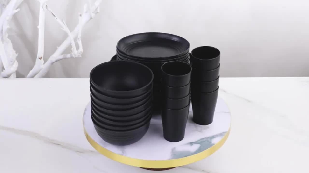 16/17/32pcs Kitchen Dinnerware Set Made from Wheat Straw, 4 Or 8 People. Unbreakable Modern Dishes