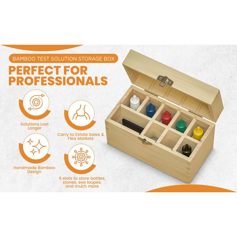 Gold Silver Sterling Jewelry Acid Testing Kit Tester Test Scrap with Bamboo Box