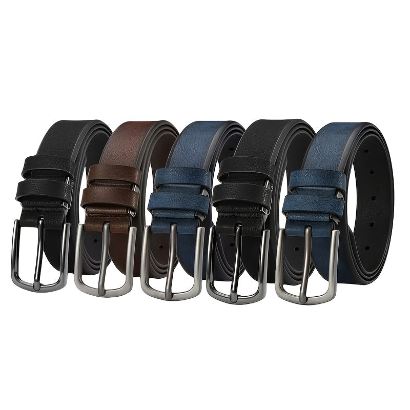 YOORAN Men's Leather Belt 5 Pack - Pin Buckle Casual Cowhide Men's Fashion Classic Vintage Jean's