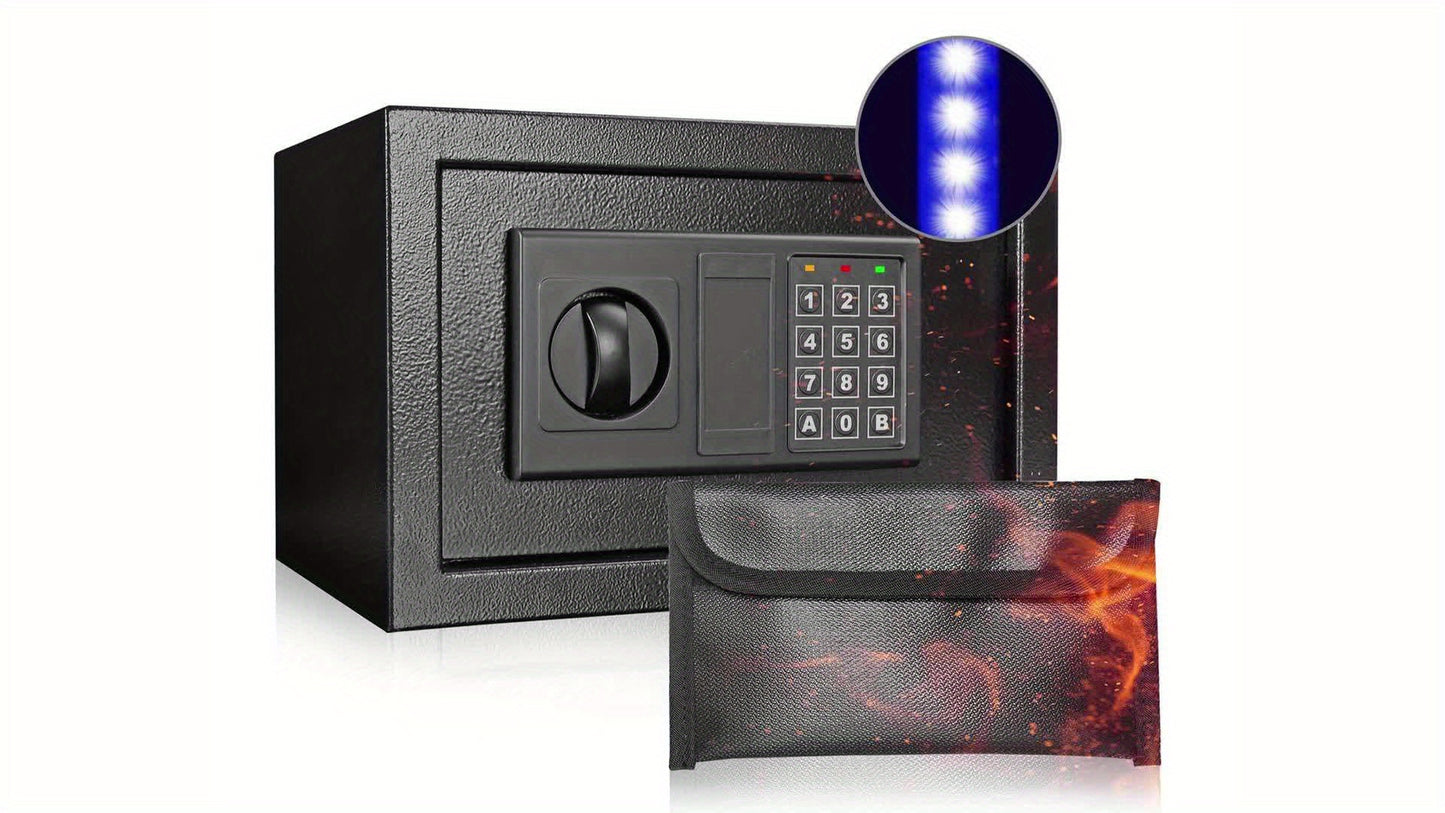 HOMEYUER Safe Box with 4pcs LED Sensor Light, Hidden Safe Box with Key & Digital Lock
