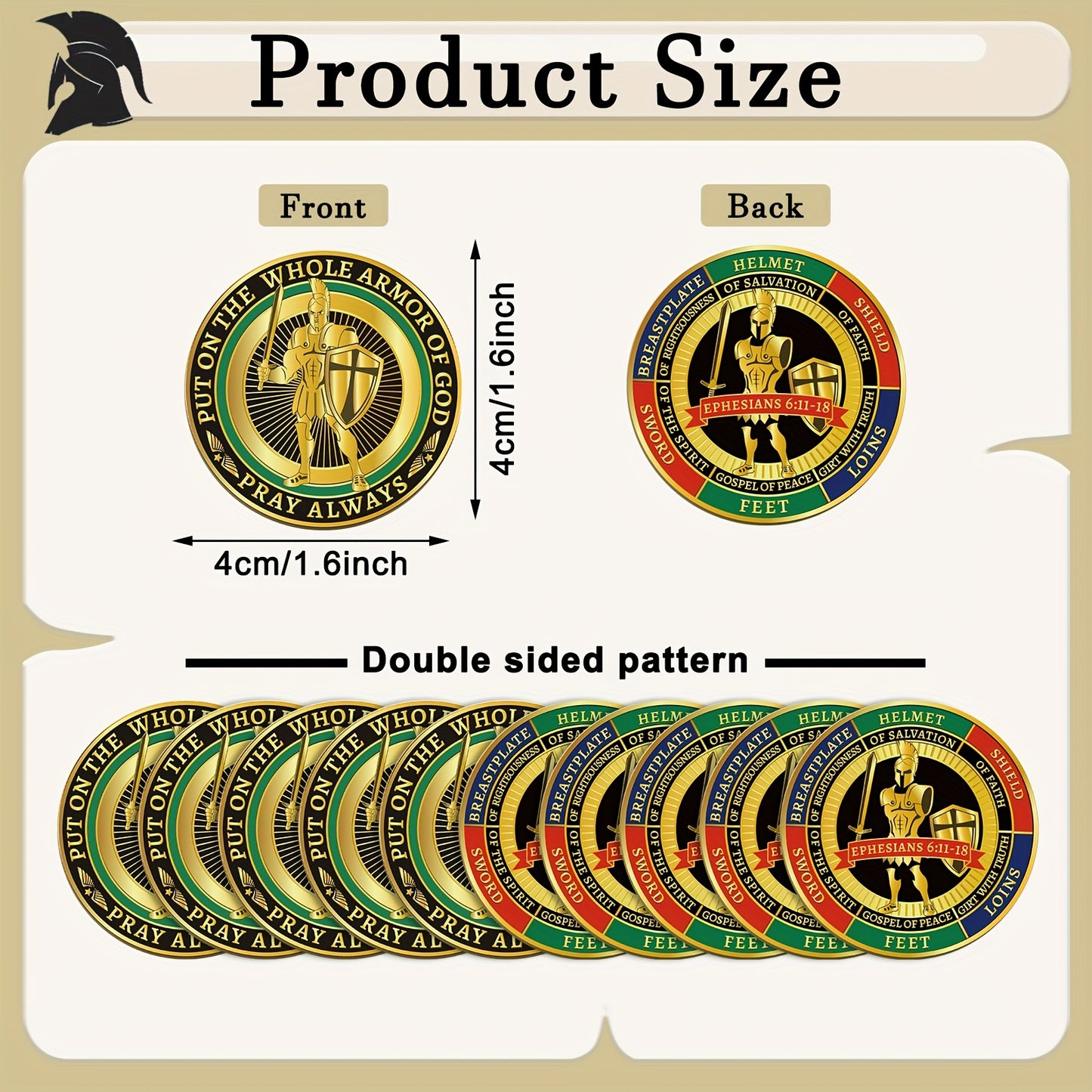 80pcs Put On The Whole Armor Of God Challenge Coins Round Metal Commemorative Coins Golden Prayer
