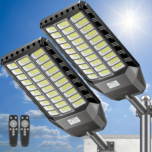 Adewalk 2 Pack Solar Street Light, Commercial Solar Street Lights Outdoor Dusk/Dawn/Motion Sensor