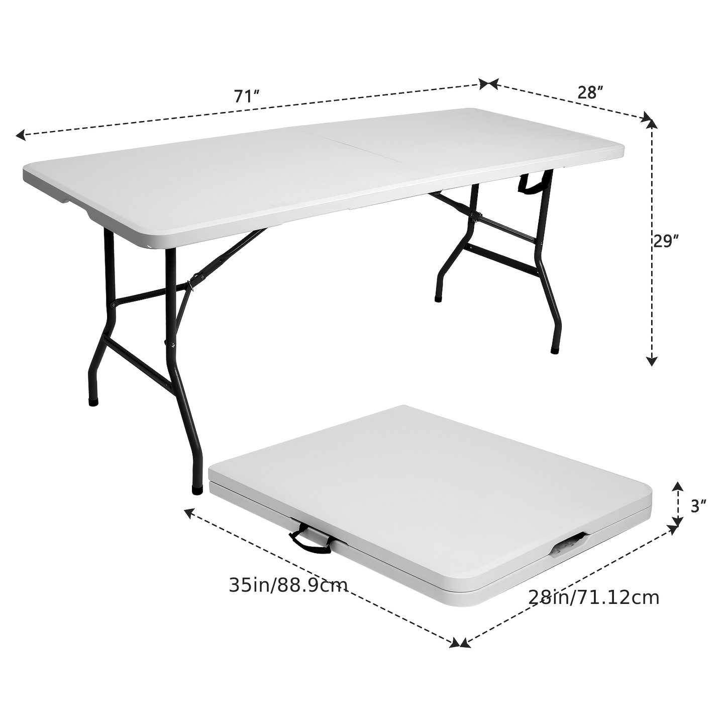 [Portable Folding Table] Portable 4ft/6ft Plastic Folding Table - White Dining Table