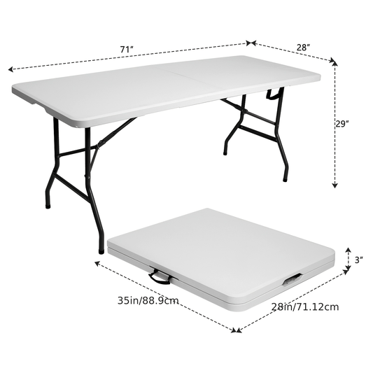 [Portable Folding Table] Portable 4ft/6ft Plastic Folding Table - White Dining Table