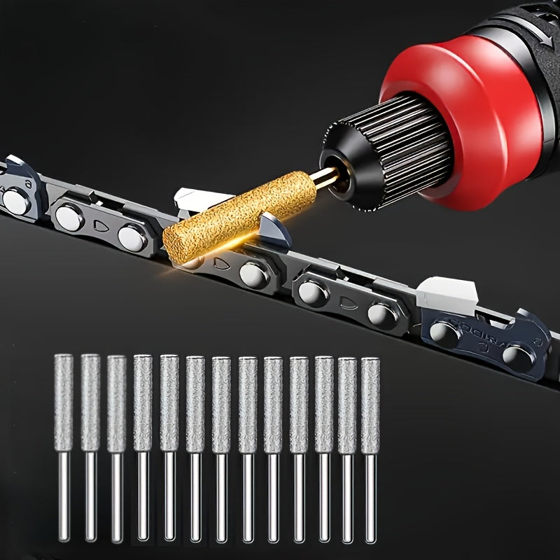 [Chain Saw File] Diamond Chainsaw Sharpening Bits w/Titanium Coated Artificial Jade Grinding Wheel