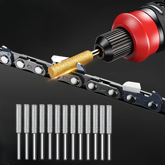 [Chain Saw File] Diamond Chainsaw Sharpening Bits w/Titanium Coated Artificial Jade Grinding Wheel