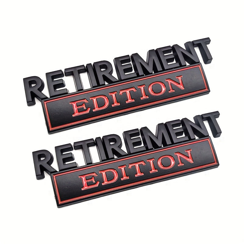 2pcs Retirement Edition Emblem Badge Fender Decal Replacement for Universal Vehicle