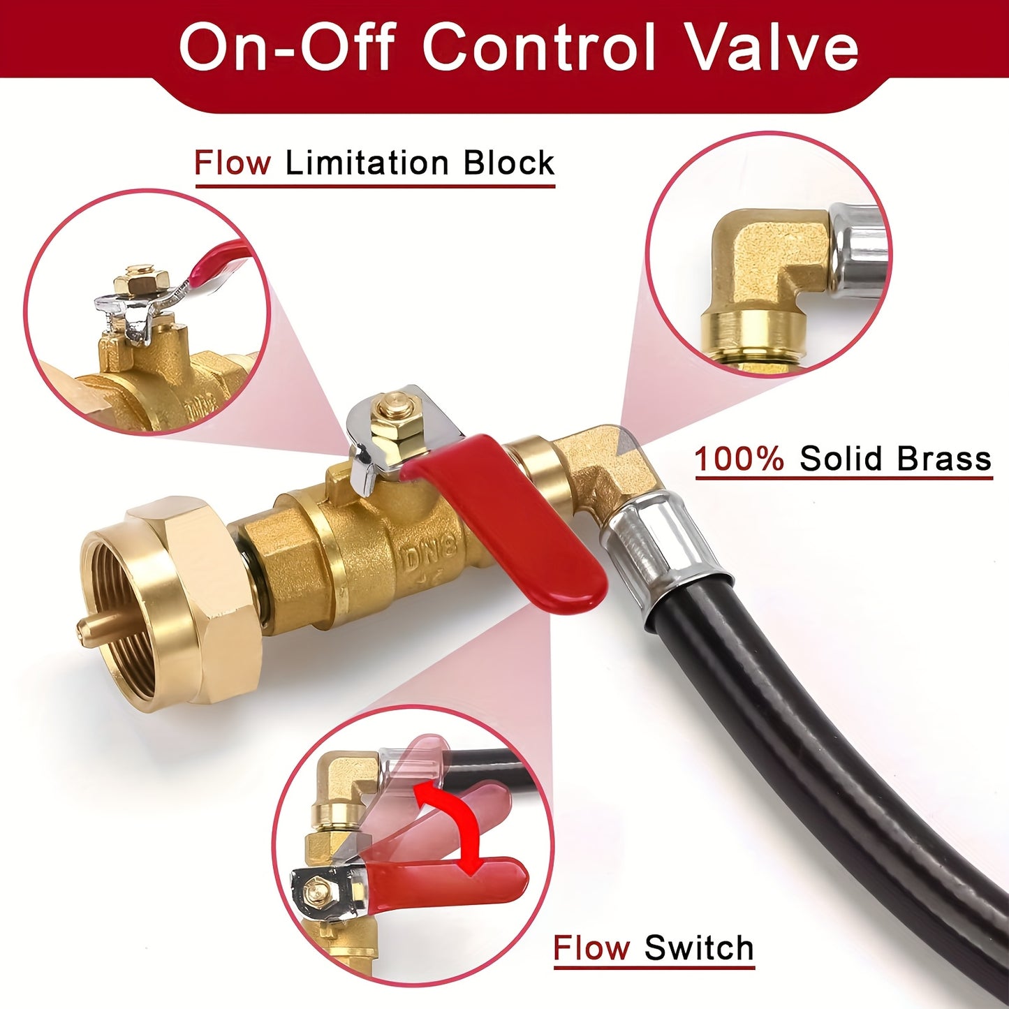 1 Lb Propane Tank Refill Adapter Kit, 3 Ft Hose W/Shutoff Valve, Fill 1 Lb Bottles From 20 Lb Tank