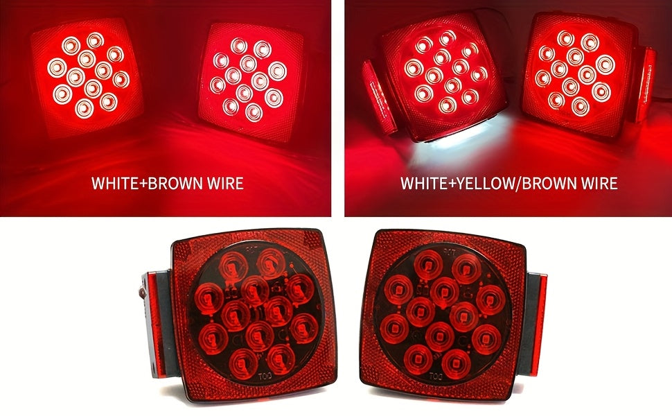 12V LED Trailer Lights, Red White/Stop Tail Turn Signal/Utility Trailer Lights for Under 80" RV-BOAT