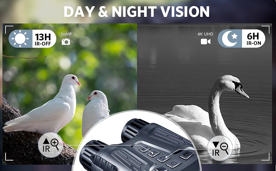 Night Vision Binoculars Goggles 8X Digital Zoom 1000ft HD 1080P IR Illuminator & Video Recording 4K