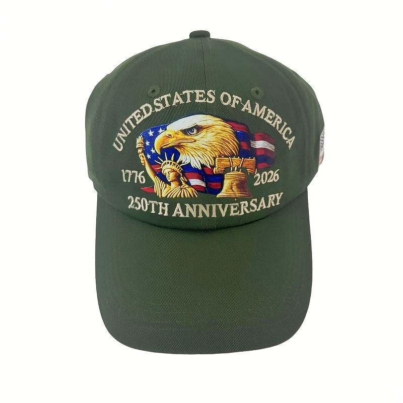 Patriotic Baseball Cap - United States 250th Anniversary Eagle Design - Adjustable Snapback, Lightweight & Comfortable - 250th Birthday of America with Eagle & 1776-2026 Years - Unisex Commemorative Gift for Veterans, History