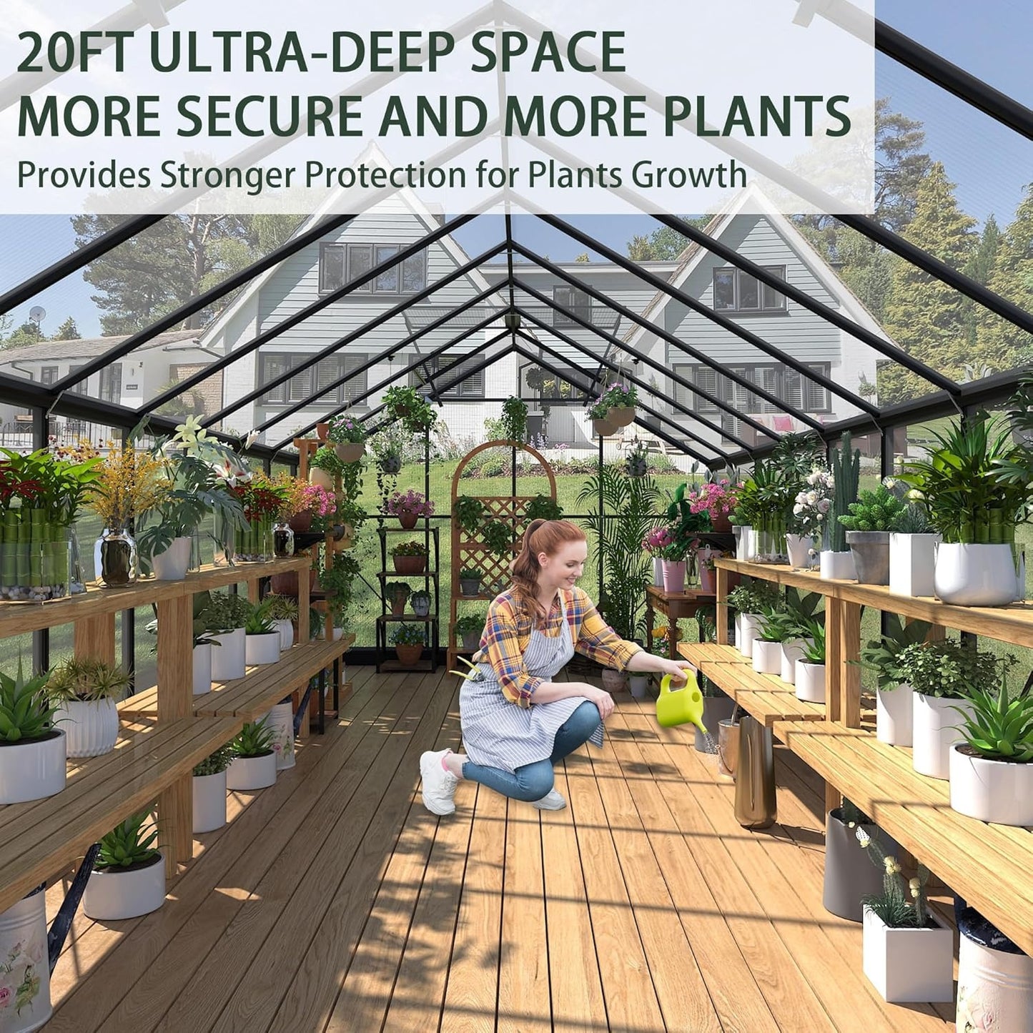 Greenhouses For Planting Flower And Vegetable Outdoors, 8x20FT Polycarbonate Greenhouses