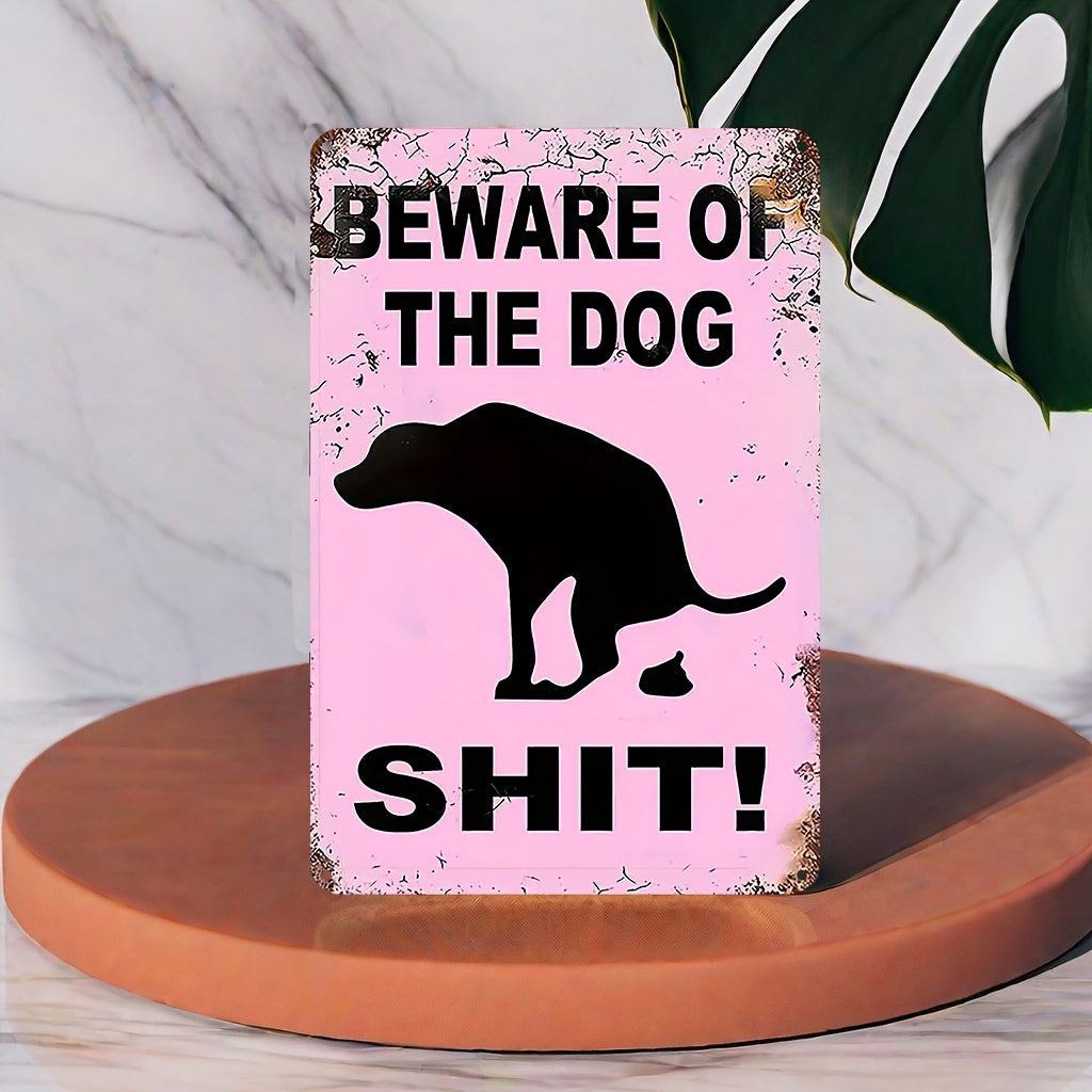 UV-Printed Tinplate Decorative Sign "Beware of Dog" - Humorous Outdoor Warning 7.87" x 11.81"