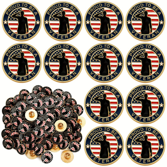 100pcs Bulk Veteran Label Pins USA Veteran Pins Patriotic American Flag Pins for Veterans Day