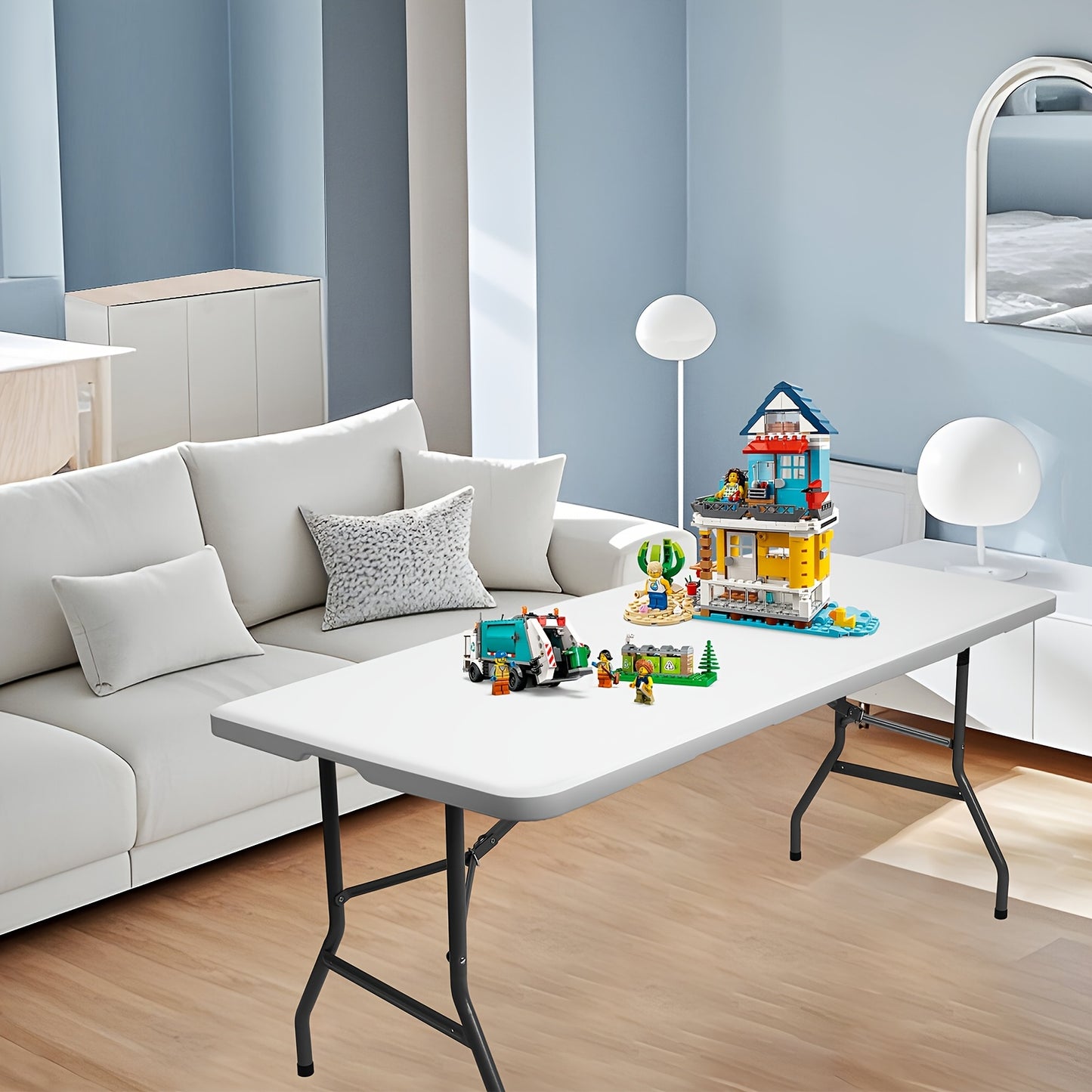 [Portable Folding Table] Portable 4ft/6ft Plastic Folding Table - White Dining Table