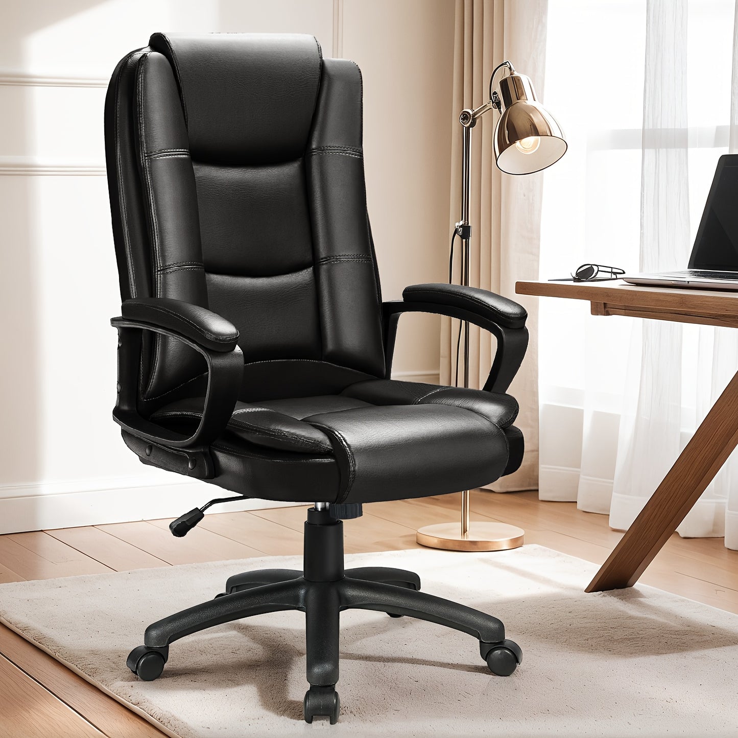 [Big And Tall Executive Chair] 400LBS High Back Ergonomic Adjustable Desk Chair, Faux Leather