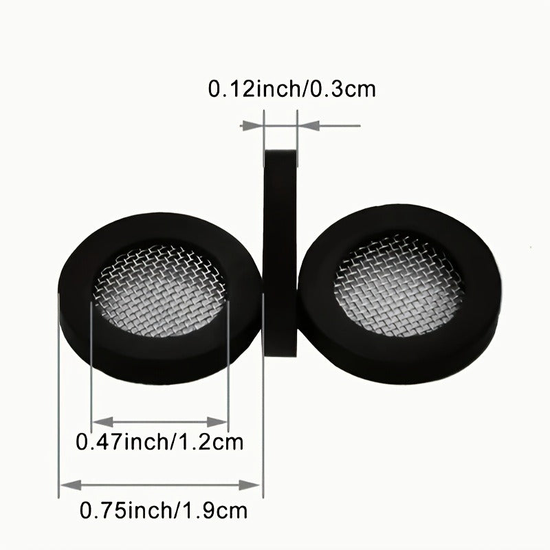 25pcs Black Plastic Shower Head Filter w/Stainless Steel Mesh Fits 1/2" Shower Hose & Nozzle