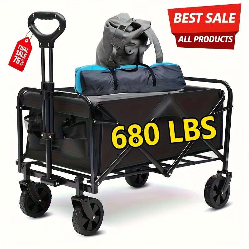 220LBS/ 450LBS/ 680LBS All Terrain Heavy Duty Folding Cart, Large Capacity Camping Utility Cart