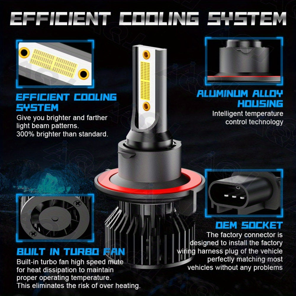 2pcs 9008 LED Headlight Bulbs,Ford F250 F350 F450 F550 2005-2022, 16000LM Ultra-Bright 6000K White,