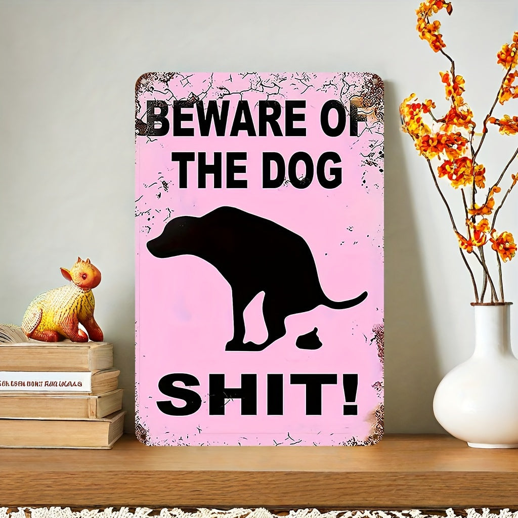 UV-Printed Tinplate Decorative Sign "Beware of Dog" - Humorous Outdoor Warning 7.87" x 11.81"