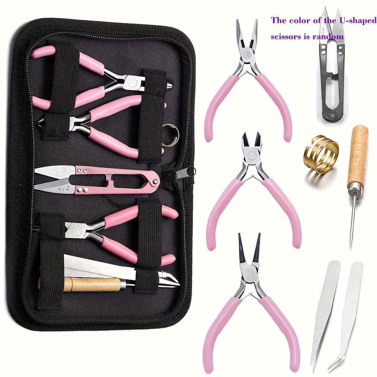 8pcs Jewelry Making Tools Kit, Round & Needle Nose Pliers, Diagonal Nose Pliers, Wire Cutters