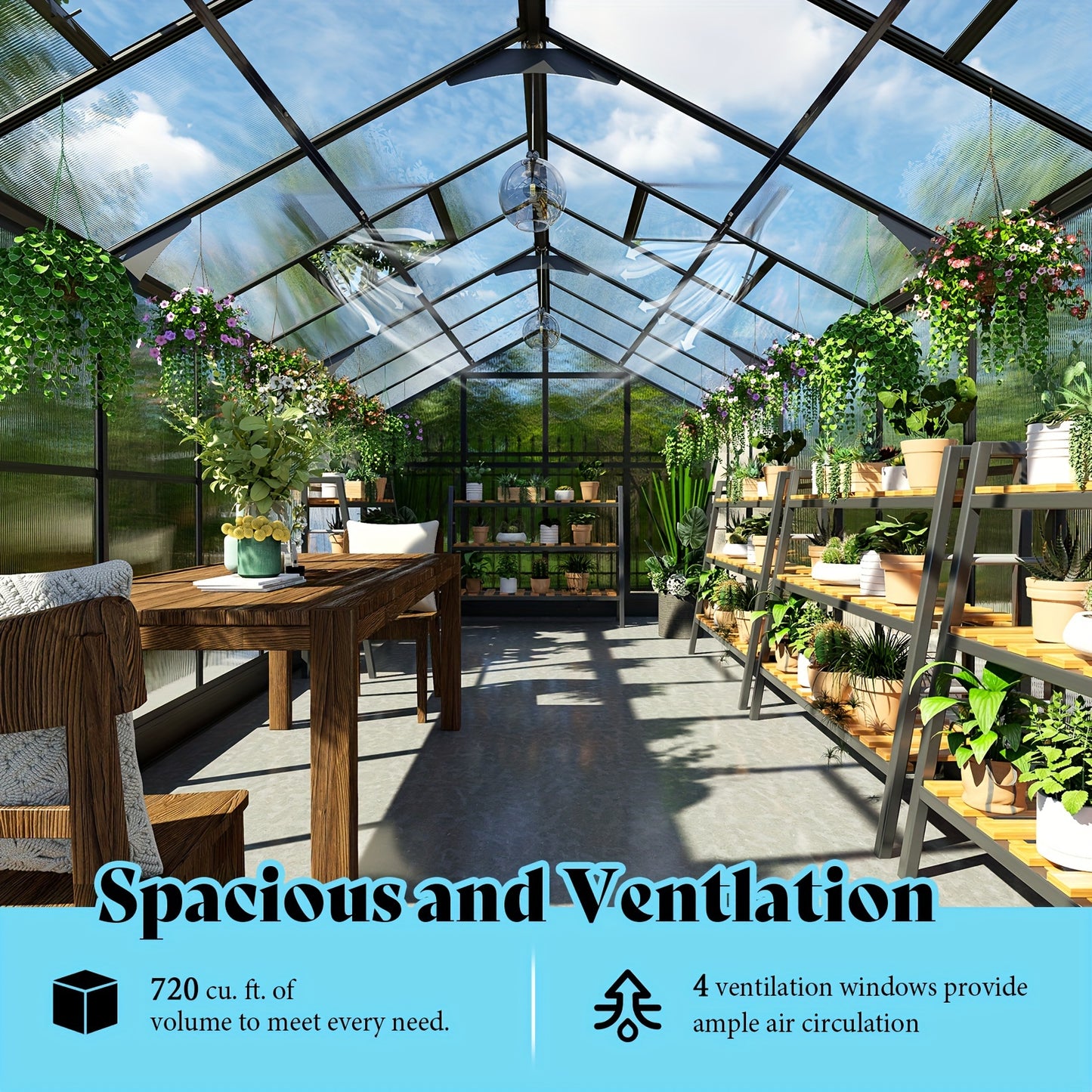 8x7x18 FT Deluxe Premium Polycarbonate Greenhouse/Quick-Connect/Aluminum/2 Swing Doors