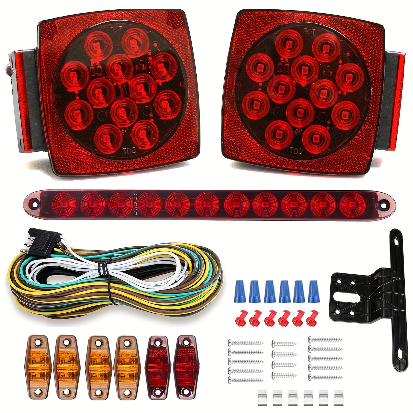 12V LED Trailer Lights, Red White/Stop Tail Turn Signal/Utility Trailer Lights for Under 80" RV-BOAT