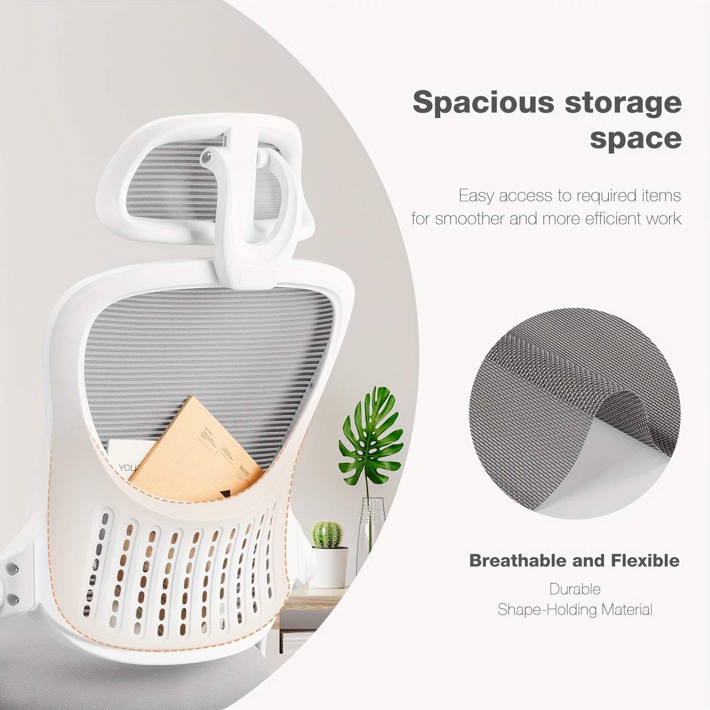 Executive Comfort High-Back Mesh Office Chair - Ergonomic Lumbar Support, Headrest, Flip-up Arms