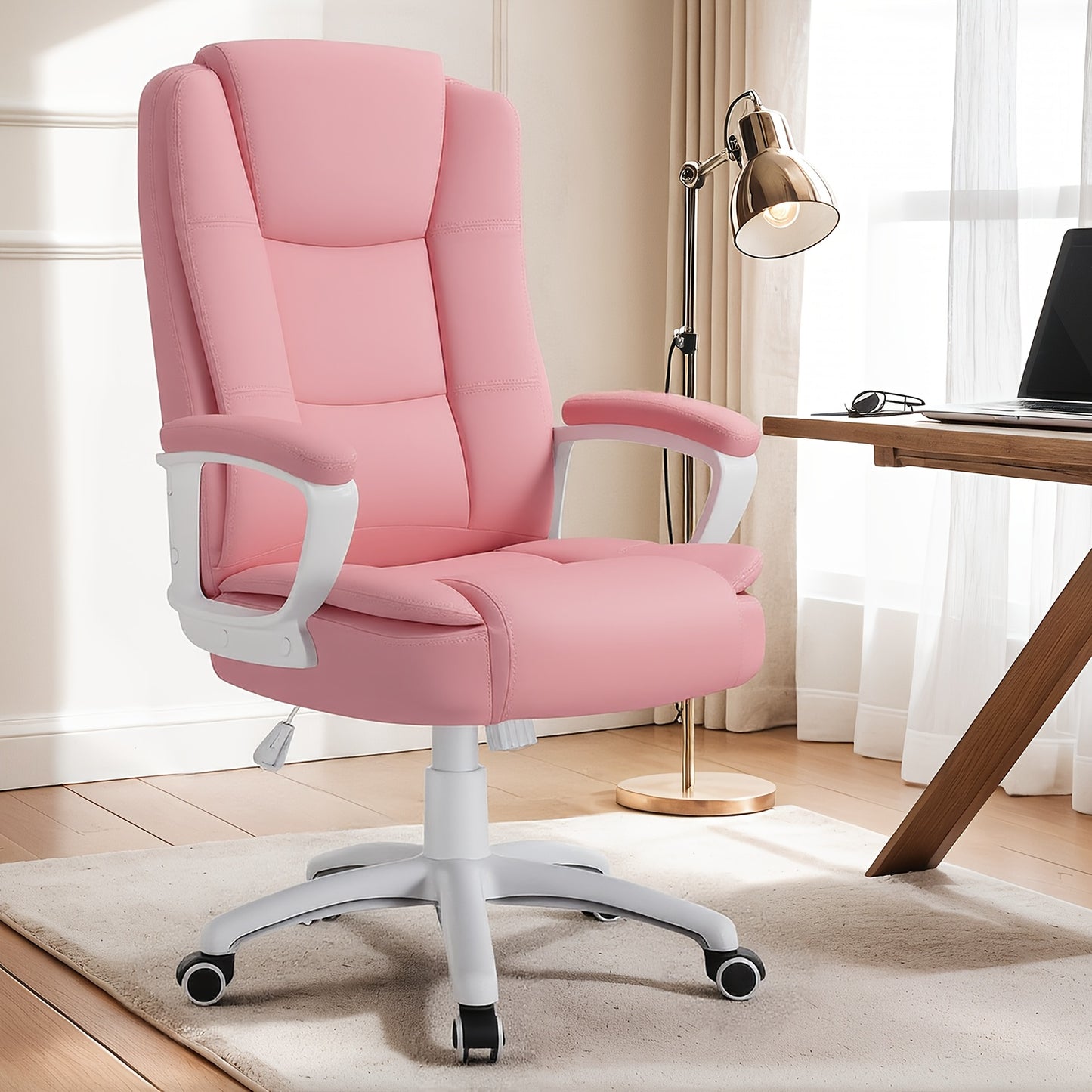 [Big And Tall Executive Chair] 400LBS High Back Ergonomic Adjustable Desk Chair, Faux Leather