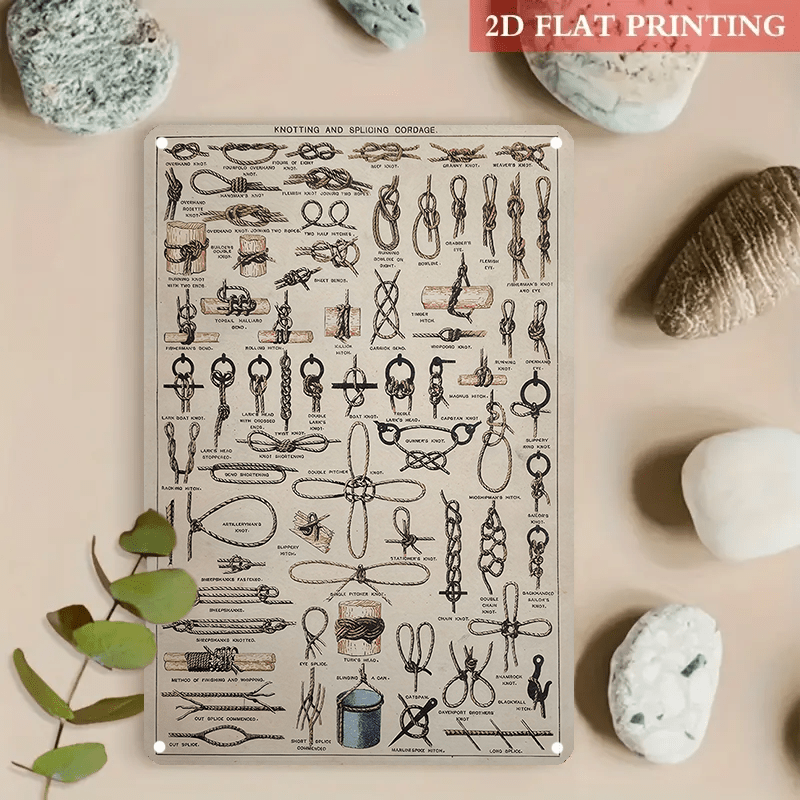 Knotting & Splicing Cordage Art Print- Alphabet Themed, Frameless Aluminum Wall Decor