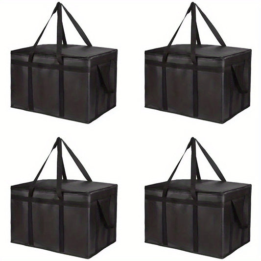 4-Pack Commercial-Grade Insulated Food Delivery Bags XXX-Large Thermal Meal Totes-Hot/Cold Retention