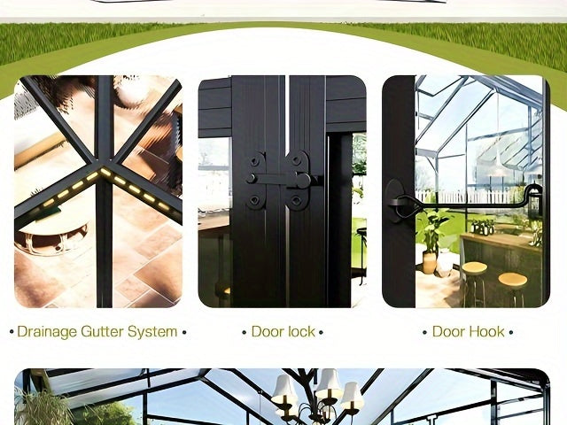 12x10x8 FT Chalet Greenhouse With Quick-Connect Fittings, Greenhouses With 2 Vents