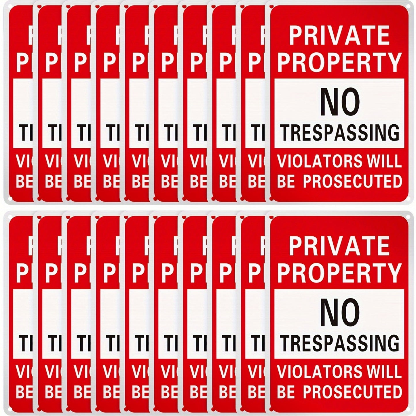 [Metal Sign] 20 Pcs Private Property No Trespassing Sign 7 x 10" Metal Violators Will Be Prosecuted