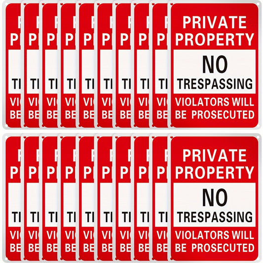 [Metal Sign] 20 Pcs Private Property No Trespassing Sign 7 x 10" Metal Violators Will Be Prosecuted
