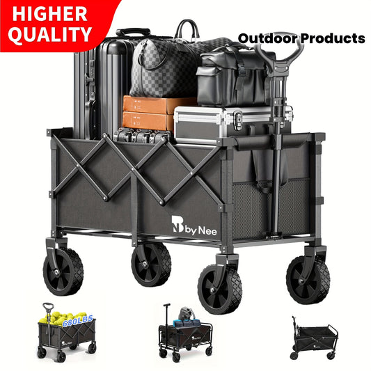Heavy Duty Collapsible Cart With All Terrain Tires, Strong Load Bearing, Iron Frame, Track And Field
