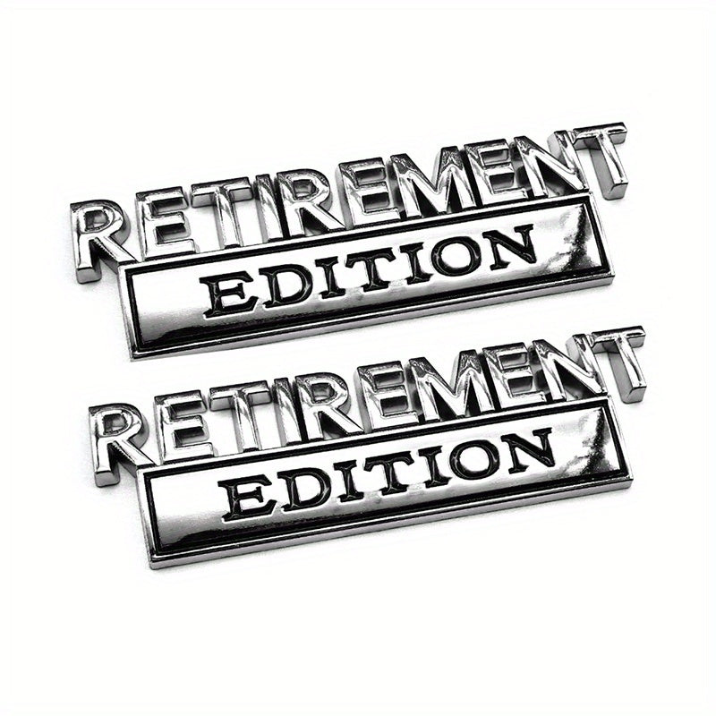 2pcs Retirement Edition Emblem Badge Fender Decal Replacement for Universal Vehicle