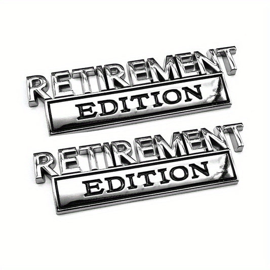 2pcs Retirement Edition Emblem Badge Fender Decal Replacement for Universal Vehicle