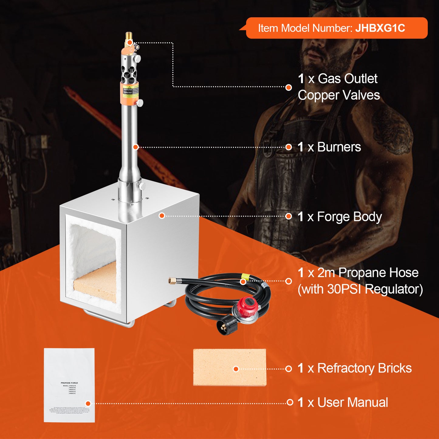 VEVOR Portable Propane Forge 1 Burner/2 Burner/3 Burner Farrier Forge 2600℉ Knife Metal Square