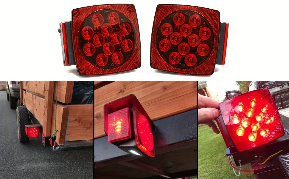 12V LED Trailer Lights, Red White/Stop Tail Turn Signal/Utility Trailer Lights for Under 80" RV-BOAT
