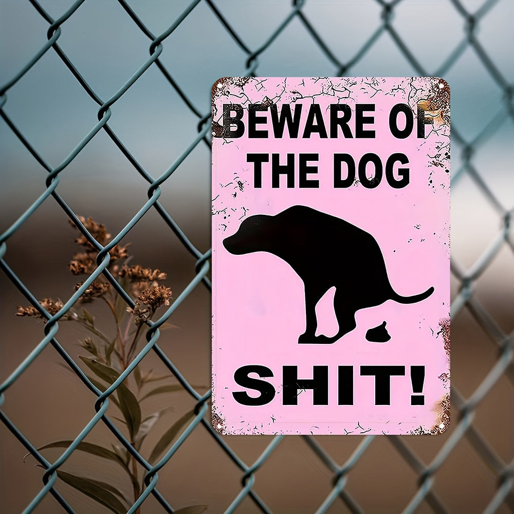 UV-Printed Tinplate Decorative Sign "Beware of Dog" - Humorous Outdoor Warning 7.87" x 11.81"