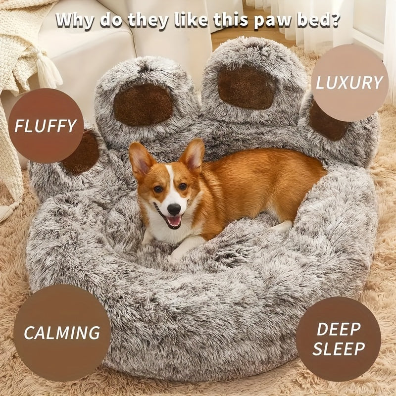 Cute Bear Paw Shape Plush Dog Bed & Cat Bed