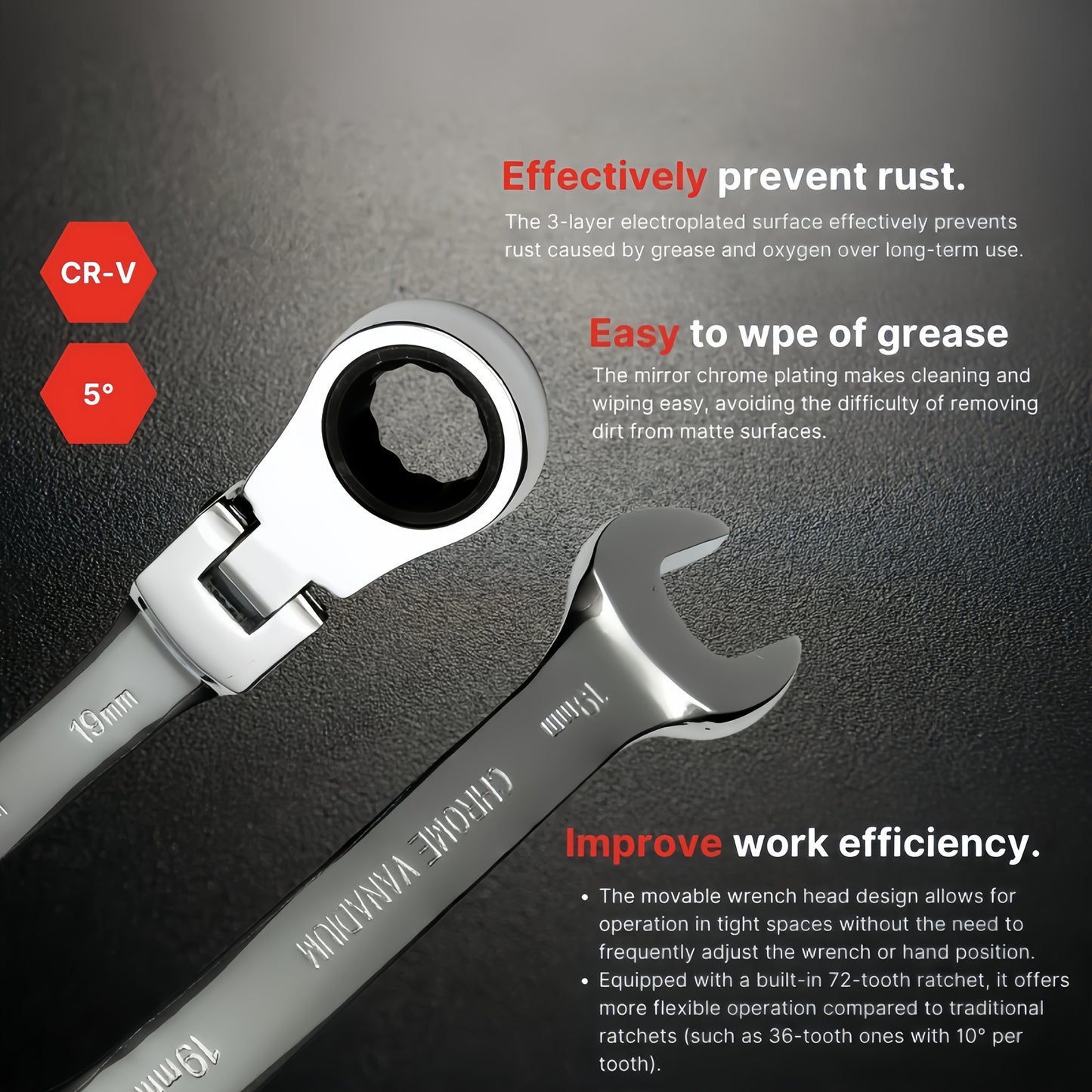 12/16pcs Double-ended Flexible Ratchet Wrench Set, Quick Wrench Set, Metric, 8-19/6-22 Mm, 72 Teeth