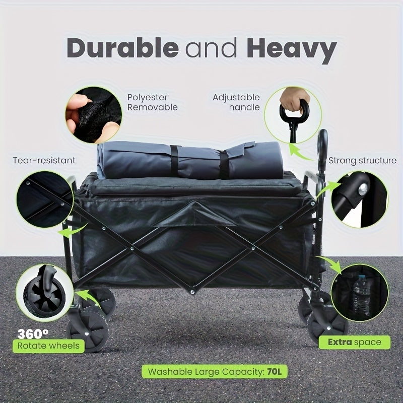 220LBS/ 450LBS/ 680LBS All Terrain Heavy Duty Folding Cart, Large Capacity Camping Utility Cart