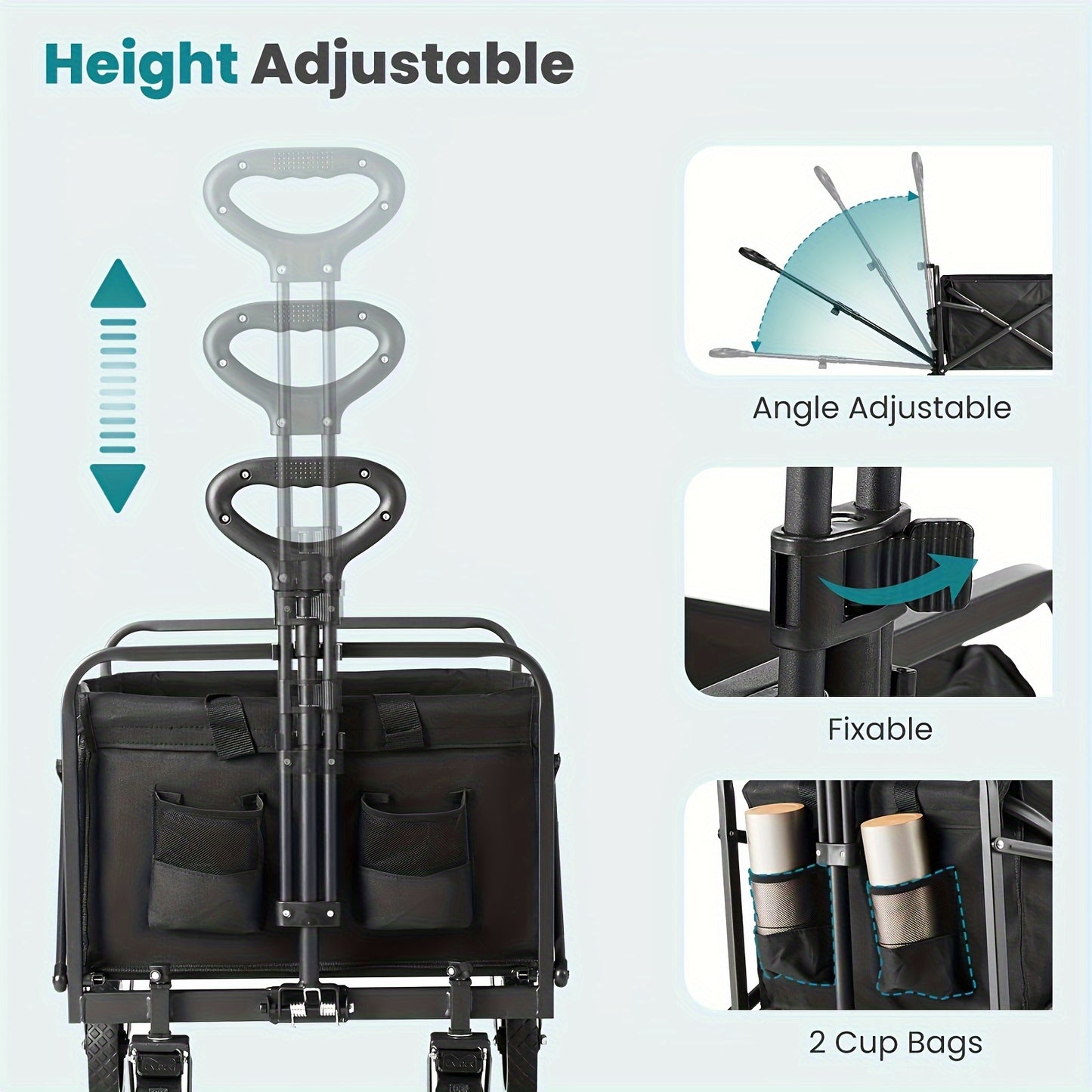 OLIXIS Collapsible Folding Wagon Cart 220lbs/330lbs Camping & Shopping, Heavy Duty Utility Wagon