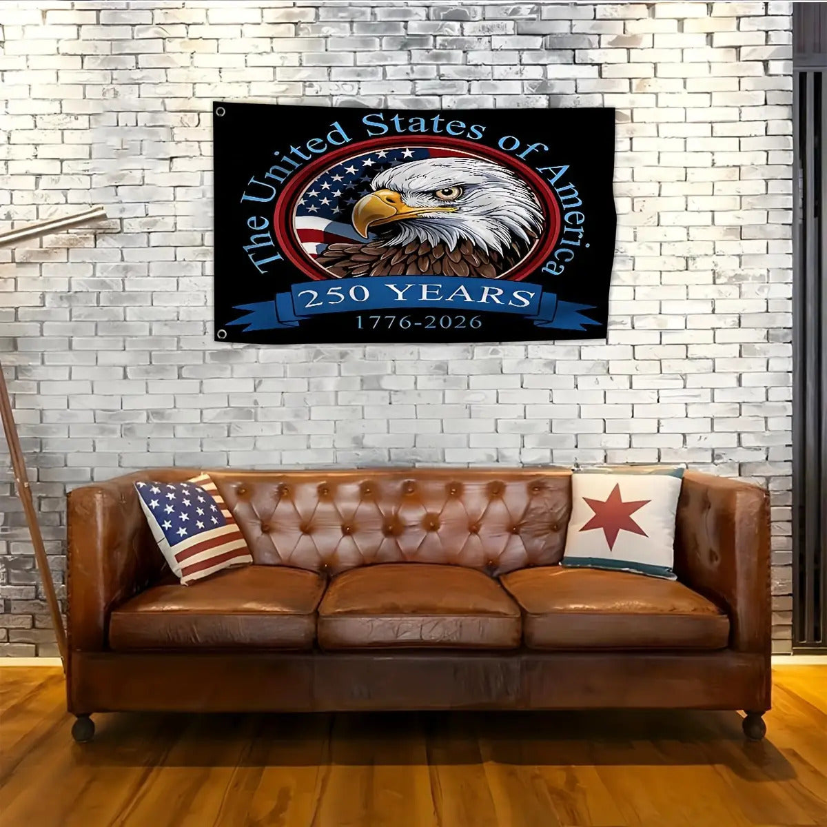 250th Anniversary American Flag- Patriotic Eagle and Star Design with Commemorative Years 1776-2026